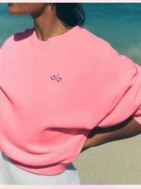 ALO Yoga Pink Relaxed Crewneck Sweatshirt